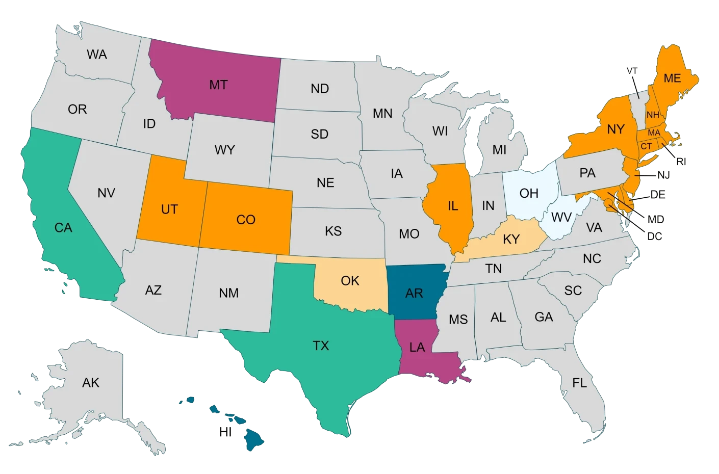 Map of US States With Fertility Insurance Coverage